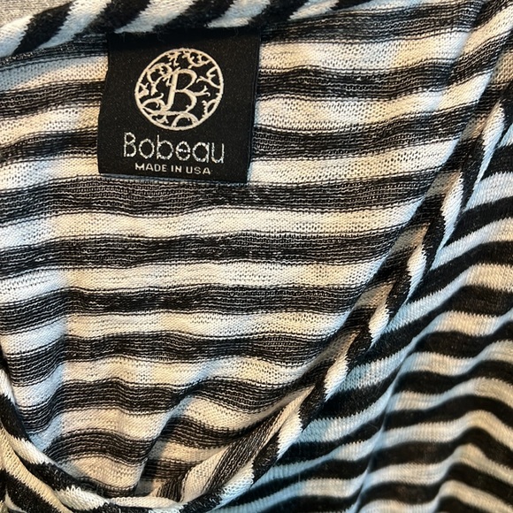 🛍️ Bobeau Black White Stripe Double Layer Look Oversize Rayon Poly Tunic L/XL - Picture 5 of 5